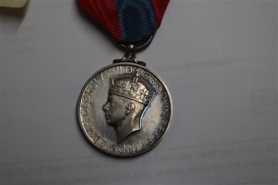 C O Young 2nd lieutenant RNVR for Faithful service and five WWII medals and ephemera